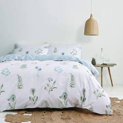 Bianca Fine Linens Meadow Flowers Egyptian Duvet Cover White, Green, Blue