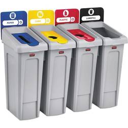 Rubbermaid Commercial Products Slim Jim Recycling Station Gal. 4-Stream