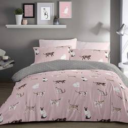 Fusion Cats Care Duvet Cover Pink, White