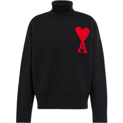 Ami Paris Ami De Coeur Funnel Neck Sweater Unisex - Black/Red