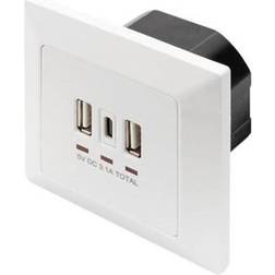 Digitus DA-70618 USB charging socket incl. USB White