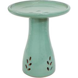 Sunnydaze Classic Ceramic Bird Bath In Seafoam