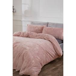 Sienna Glitter Teddy Duvet Cover Silver, Pink