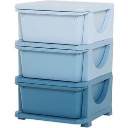 Homcom Kids 3 Tier Chest of Drawers, Blue