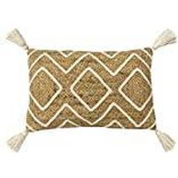 Furn Godi Braided Jute Corner Tasselled Complete Decoration Pillows Natural, Brown