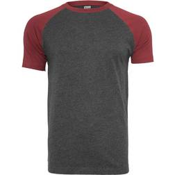 Urban Classics Raglan Contrast T-shirt - Charcoal/Burgundy