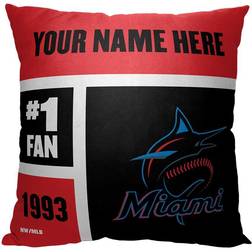 MLB The Northwest Miami Marlins Colorblock Personalized Throw Complete Decoration Pillows