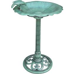 Alpine Corporation Tall Antique Flower Birdbath with Bird Yard Statue