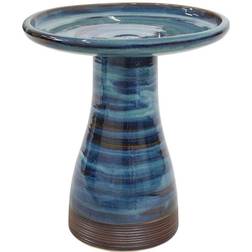 Duo-Tone Galaxy Blue Ceramic Bird Bath, UV/Frost-Resistant