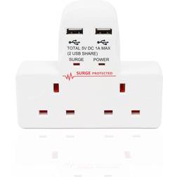 Benross 45600 2-Way Wall Adapter with Dual USB