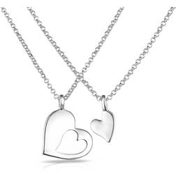 Philip Jones Mother Daughter Piece of My Heart Necklace Set - Silver