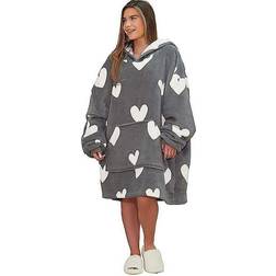 Dreamscene Heart Adult Oversized Blanket Hoodie Charcoal