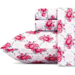 Betsey Johnson Skull Rose Trellis Bed Sheet Grey, White, Red, Pink (243.84x167.64cm)