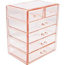 Sorbus (4 Large, 2 Small Drawers, Pink) Cosmetics Makeup and Jewellery Big Pink Storage Case