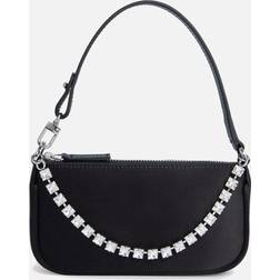 BY FAR Mini Rachel Satin and Rhinestone Chain Bag