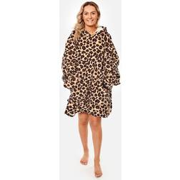 Dreamscene Leopard Print Oversized Hoodie Blanket Natural