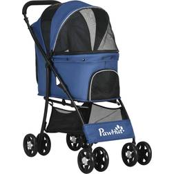 Pawhut Pet Stroller, Dog Cat Travel Carriage, Foldable Carrying Bag Brake Bag