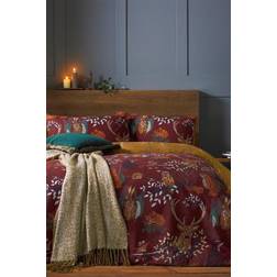 Furn Forest Fauna Woodland Reversible Duvet Cover Red, Green