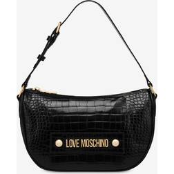 Love Moschino Hobo Bags Borsa Big Logo Croco Pu black Hobo Bags for ladies