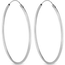 Simply Silver Sleeper Hoop Earrings - Silver