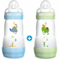 Mam Anti-Colic Easy Start Bottle 260ml 0 to 6 months Flow Teat 2 Pack of 2 Boy