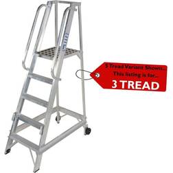 Loops 3 Tread 0.8m Aluminium Warehouse Picking Steps & Handrail Narrow Aisle Stairs