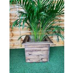 Charles Taylor Large Wooden Cube Planter Square Garden 47cm