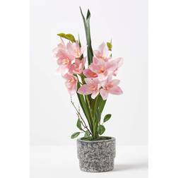 Homescapes Pink Orchid Cymbidium Pot Extra 2 Artificial Plant