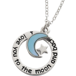 Girl I Love You To The Moon Necklace - Silver/Black/Blue