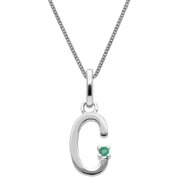 Gemondo Initial C Emerald Letter Charm Necklace - Silver/Green