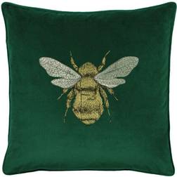 Hortus Embroidered Bee Soft Velvet Complete Decoration Pillows Green