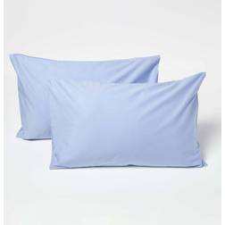 Homescapes Blue Cotton Kids Pillowcases 40 200 Thread Count, 2 Pack