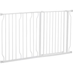Pawhut Pressure Fit Pet Gate Extra Wide Stair Gate for Dogs White