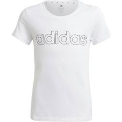 Adidas Girls Essentials Linear T-Shirt - Wht/Blk Linear
