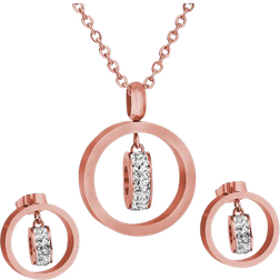 Swarovski Revolution Charm Pendant and Earrings - Rose Gold/Transparent