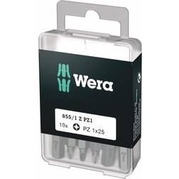 Wera 05072403001 Pozidriv Extra-Tough Bits 855/1 Z PZ1 x 25 mm, Pack of 10