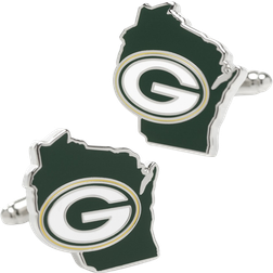 Cufflinks Green Bay Packers Team State Shaped - Silver/Multicolor