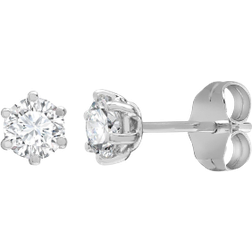 Jewelco London Solitaire Stud Earrings - Silver/Diamond