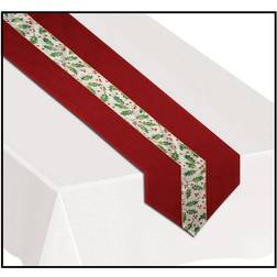 Beistle Christmas Holly Party Decoration Fabric Table Runner 6 Pack (1/pkg)