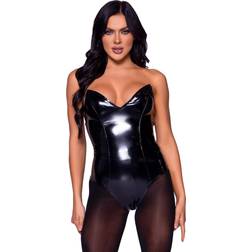 Leg Avenue Vinyl Bodysuit Medium Black in stock