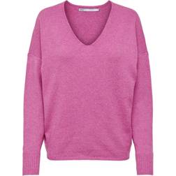 Only V-Neck Knitted Sweater - Rosa/Strawberry Moon