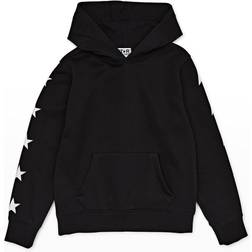 Printed cotton-blend jersey hoodie black Y