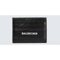 Balenciaga Croc Embossed Leather Card Case - Black/White