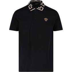 Versace Greca Short-Sleeved Polo Shirt - Black