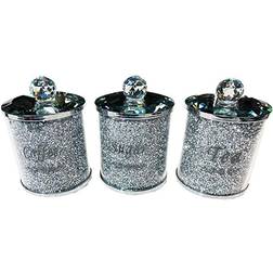 Value for Money Fabulous Diamond Crushed & Crystal Filled Kitchen Storage 3pcs