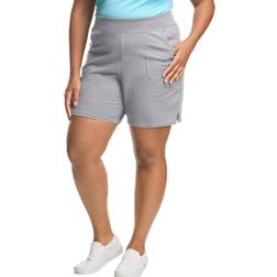 Just My Size Plus Pocket Jersey Shorts, Women's, 3XL, Light Grey