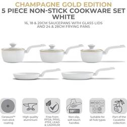 Tower T800232WHT Cavaletto 5pc Cookware Set with lid
