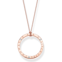 Thomas Sabo Sterling Silver Rose Gold Plated White Stones Circle Necklace KE1877-416-14