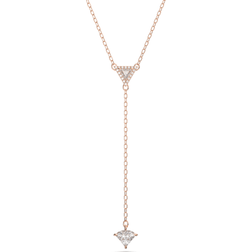 Swarovski Ortyx Y necklace, Triangle cut, White, Rose gold-tone plated