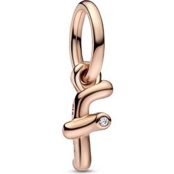 Pandora Pendants & Charms Letter 14k rose gold-plated dangle with clear Quarz Pendants & Charms for ladies